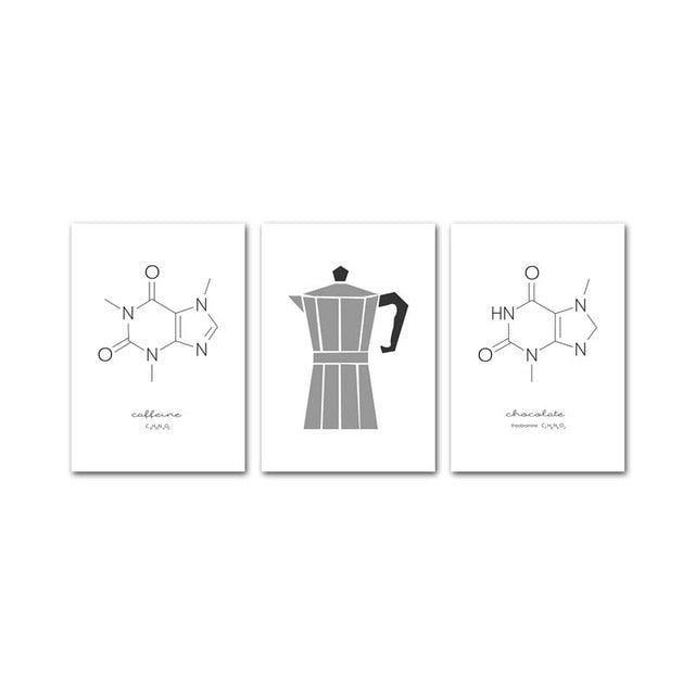 Caffeine Molecular Structure Dining Room Decor