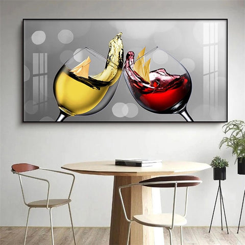 Red Wine Glass Canvas Dining Room Painting
